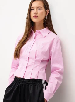 Pleated fit-and-flare shirt