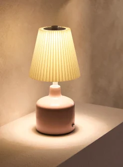 Pleated lampshade rechargeable touch table lamp