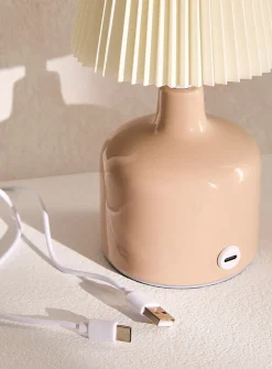 Pleated lampshade rechargeable touch table lamp