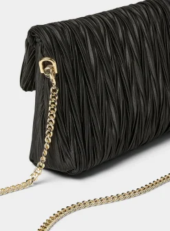 Pleated satin evening bag