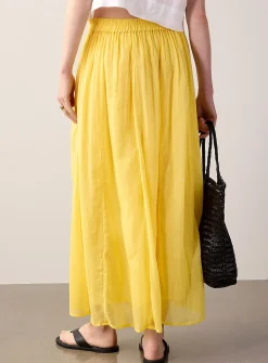 Pleated sheer voile maxi skirt