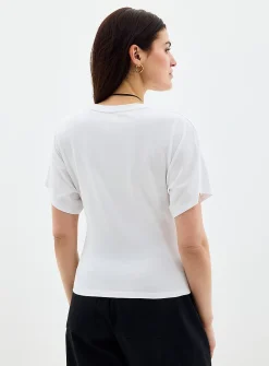 Pleated waist organic cotton T-shirt