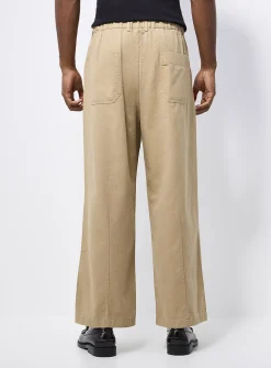 Pleated wide-leg chinos