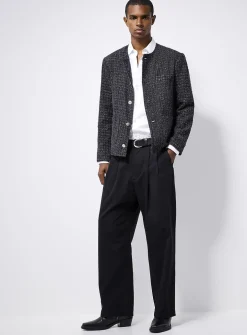 Pleated wide-leg chinos