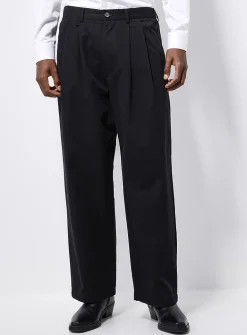 Pleated wide-leg chinos