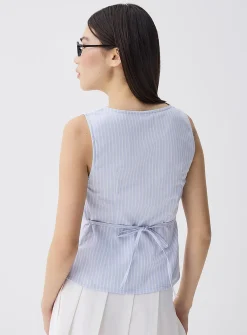 Plunging neckline poplin cami