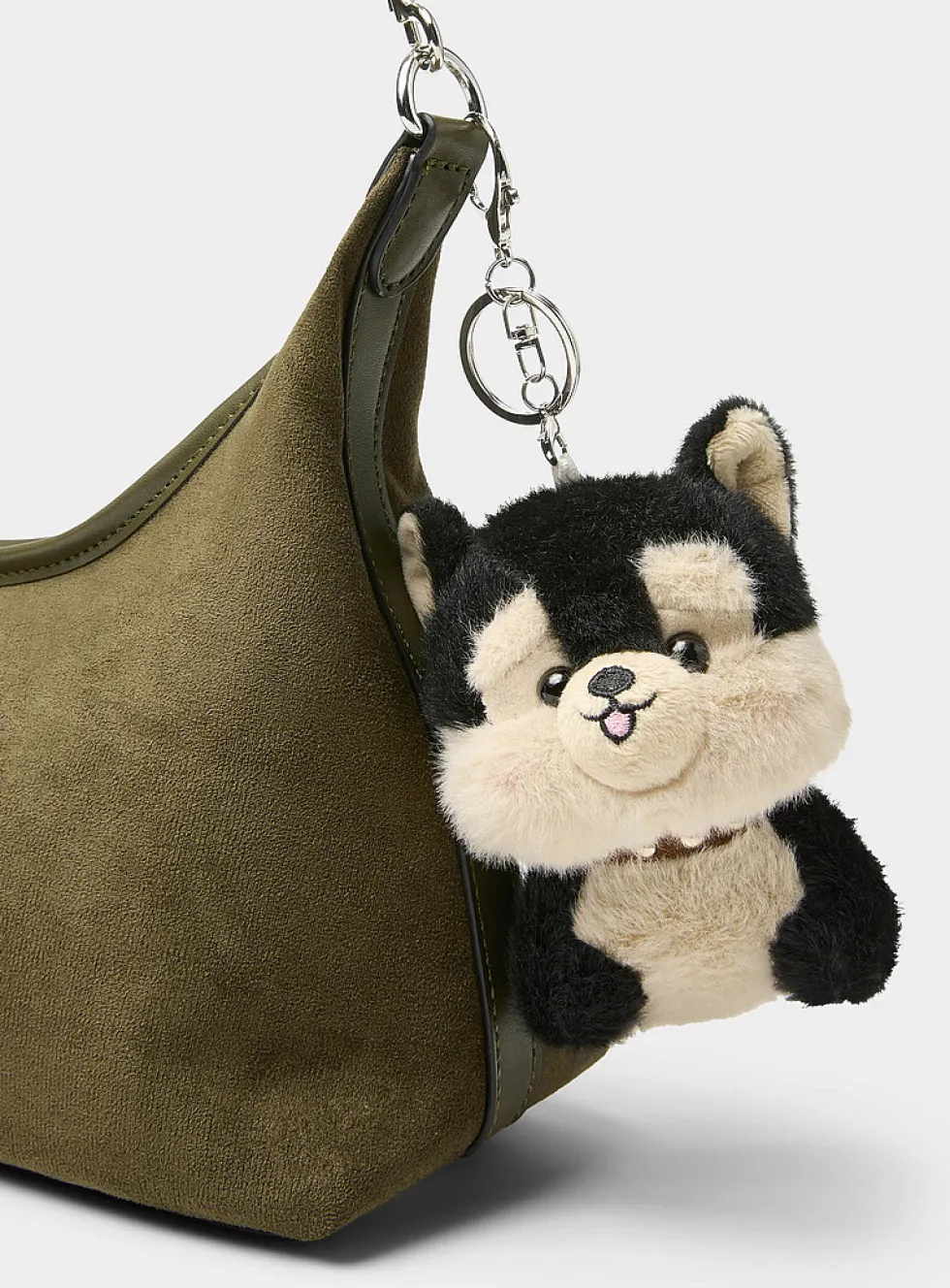 Plush dog charm keychain