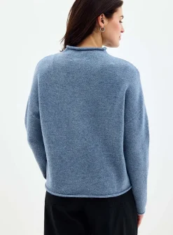 Plush funnel-neck cardigan