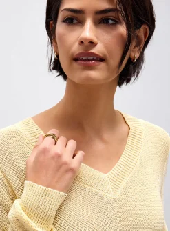 Plush sequined V-neck sweater