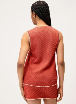 Pointelle knit knotted sweater vest