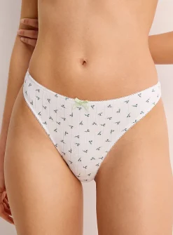 Pointelle knit thong
