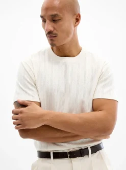 Pointelle stripe jersey T-shirt