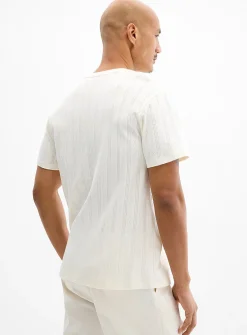 Pointelle stripe jersey T-shirt