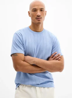 Pointelle stripe jersey T-shirt