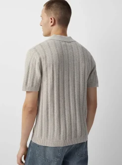 Pointelle stripe polo