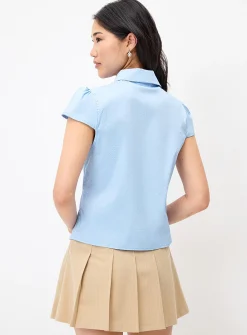 Polka dot cap sleeve shirt