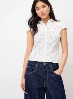 Polka dot cap sleeve shirt