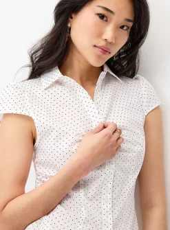 Polka dot cap sleeve shirt