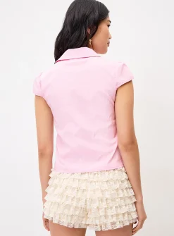 Polka dot cap sleeve shirt
