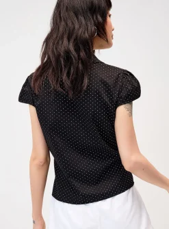 Polka dot cap sleeve shirt