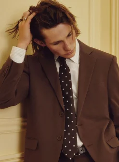Polka dot pure silk tie