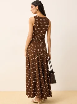 Polka dot sleeveless mermaid maxi dress