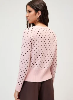 Polka-dot straight cardigan
