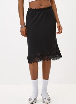 Polka-dotted chiffon midi skirt
