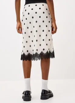 Polka-dotted chiffon midi skirt