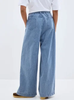 Pompon pinstripe pleated jean