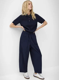 Poplin barrel-leg pant