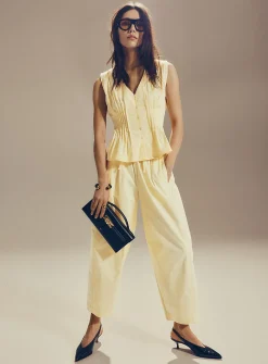 Poplin barrel-leg pant