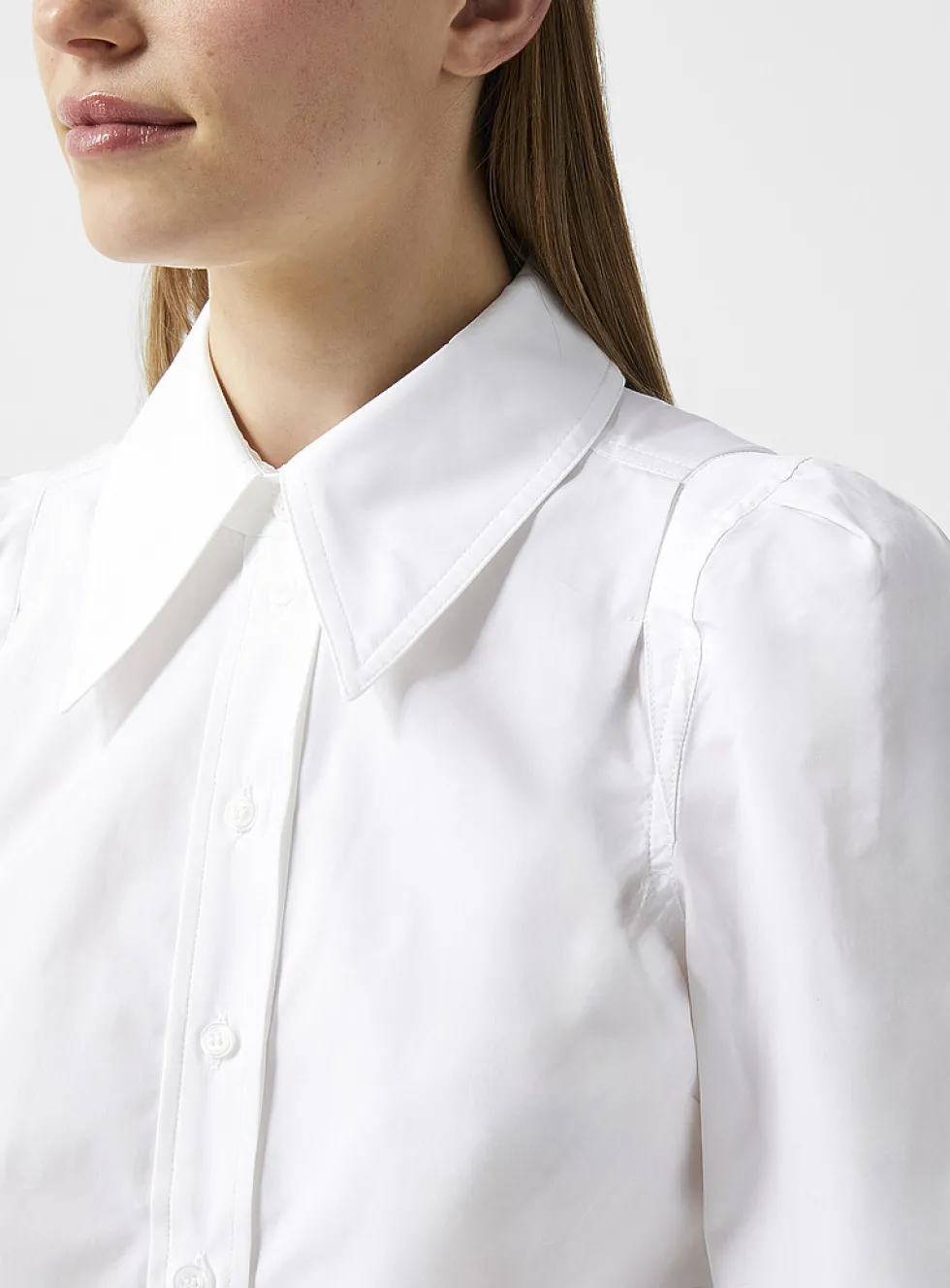 Poplin pleated shoulders shirt