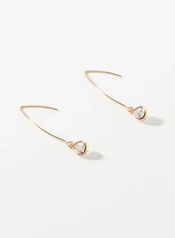 Post and stone long earrings