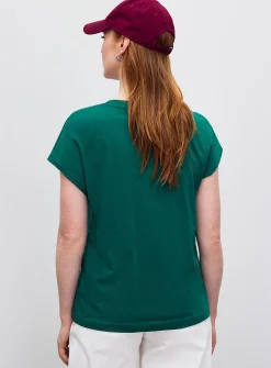 Printed 100% organic cotton cap-sleeve T-shirt