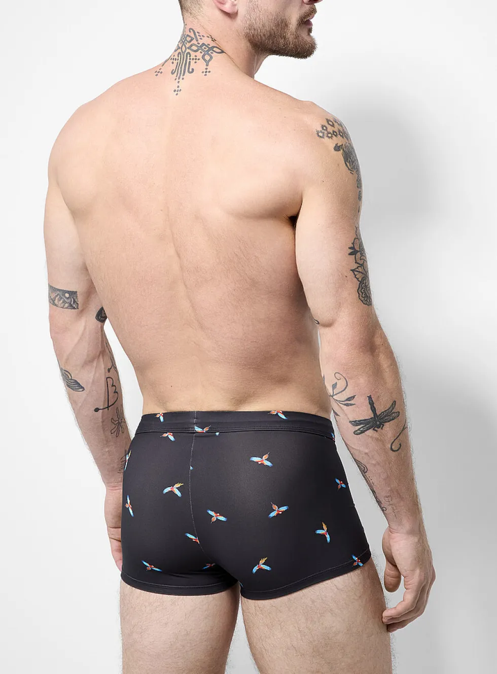 Printed fitted swim trunk