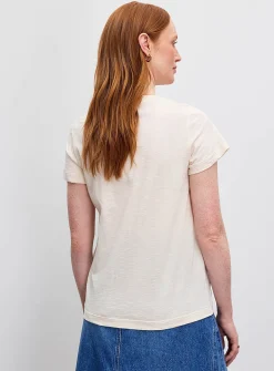 Printed pure cotton slub T-shirt