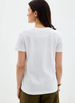 Printed pure cotton slub T-shirt