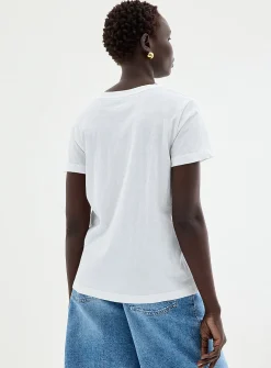 Printed pure cotton slub T-shirt
