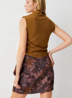 Printed side-tie wrap miniskirt