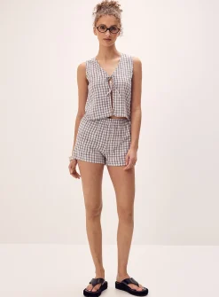Printed tie-front cami