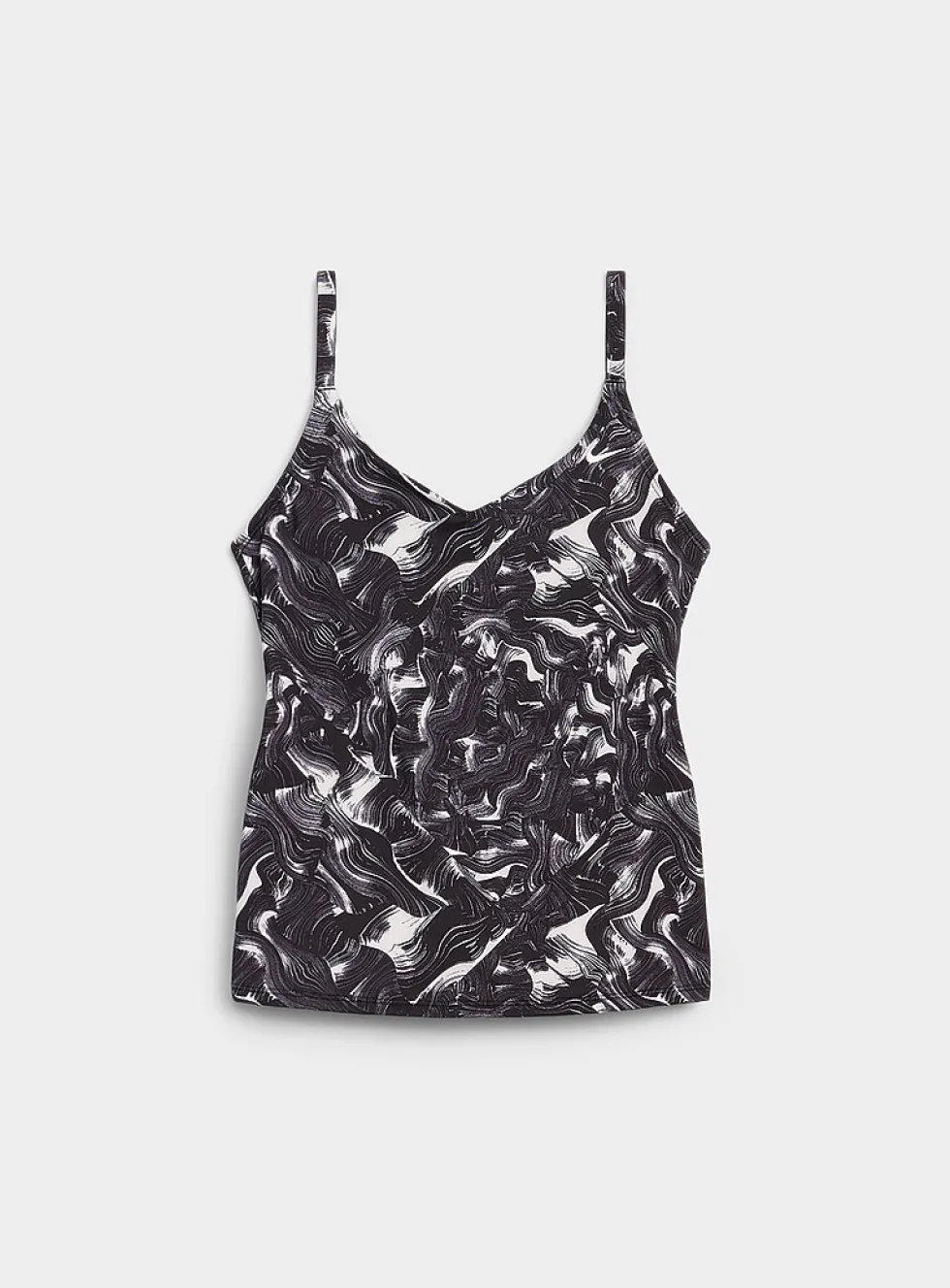 Printed V-neck tankini