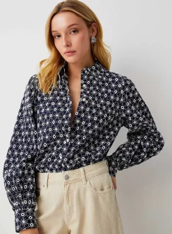 Puff-sleeve broderie anglaise shirt