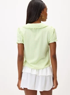 Puff-sleeve Peter Pan collar blouse