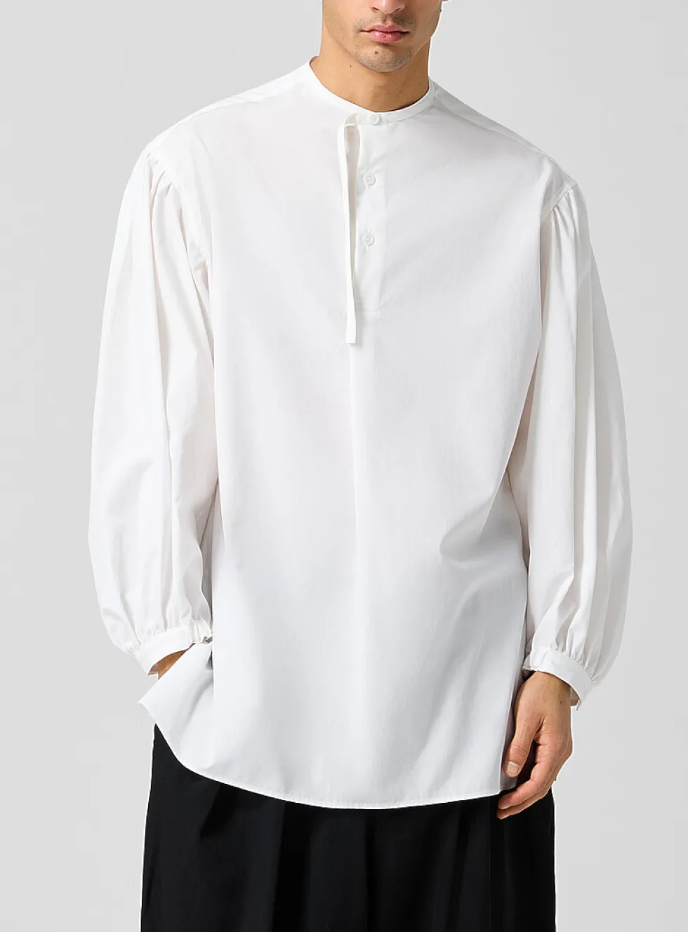 Puff-sleeve poplin tunic