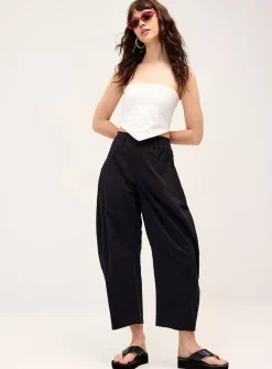 Pure cotton barrel-leg pant