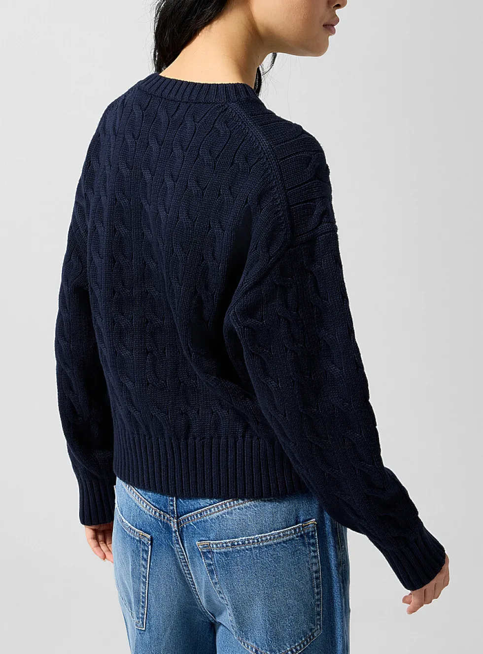 Pure cotton cable-knit sweater