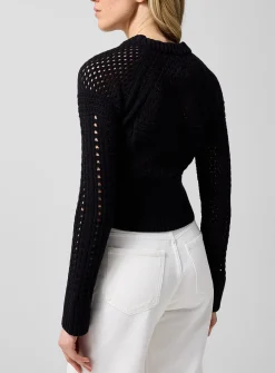 Pure cotton crocheted knit cardigan