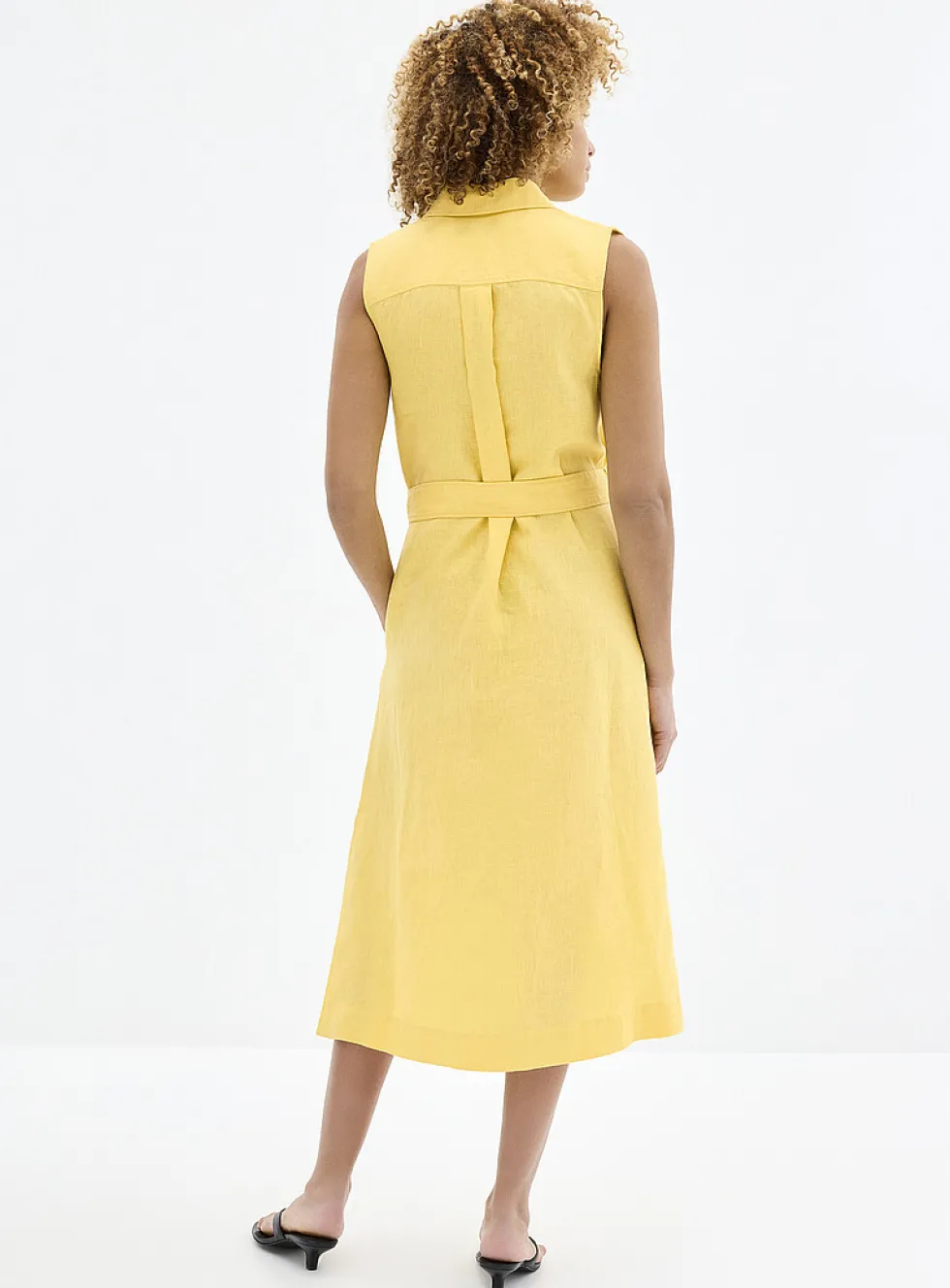 Pure linen belted shirtdress