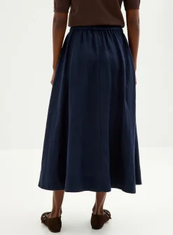Pure linen flared skirt